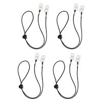 D DOLITY 4 Pcs Bib Clips Napkin Holder Chain Long Lanyard Neck Strap Napkin Clip Towel Apron Bibs Chain for Elderly Adult - Black