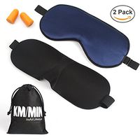 3D Sleep Mask, Kmmin Night Eye Mask for Sleeping with Free Ear Plugs, Comfortable and Silk Sleep Mask for Woman & Men with Adjustable Strap for Travel, Shift Work, Blocks Light（Deep Blue+Black）