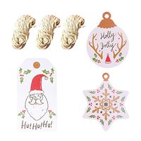 Amosfun 153PCS Christmas Paper Tag Holiday Present Wrapping Label with Rope Xmas Hanging Gift Tags for Gift Box Bakery Cookie