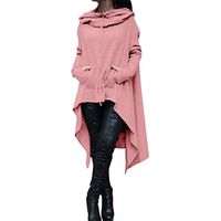 Howstar Womens Irregular Tunic Sweatshirts Dress Long Pullover Hoodie with Pocket (M, Pink)