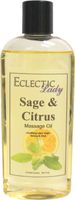 Sage And Citrus Massage Oil, 8 oz, With Sweet Almond Oil and Organic Jojoba Oil, Preservative Free
