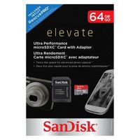 SanDisk Elevate 64 GB Ultra Performance MicroSDXC card with Adapter