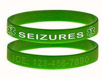 Custom Seizures ID Bracelet Wristbands - 2 Pack - Green - 8 Inches - Standard