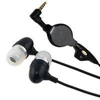 Retractable Headset Hands-Free Earphones w Mic Metal Earbuds Headphones in-Ear Wired [3.5mm] [Black] for Sprint Samsung Galaxy Note 4 (SM-N910P) - Sprint Samsung Galaxy Note 5 (SM-N920P)