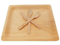 Wooden Disposable Cutlery Kit of 10 Plates(10.5 inch),10 Forks, 10 Spoons, 10 Knives, 6 inch Utensils,Biodegradable, Compostable Dinnerware,Wedding,Dinner,Catering & Party Supplies(Pack of 40)