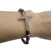 Magnetic Bangle Bracelet with Side Ways Cross Purple
