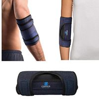 Copper Compression Elbow Immobilizer Brace for Men and Women. Support Cubital Tunnel Syndrome, Ulnar Nerve, Tendonitis, Tennis + Golfers Elbow, Sleeping. Adjustable Arm Splint Stabilizer + Protector