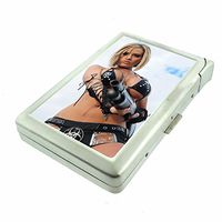 Alabama Pin Up Girls Bama USA D10 Cigarette Case Lighter Smoking King Size Cigarettes Silver Metal Wallet 4" X 2.75" RFID Protection