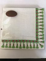 Caspari Tassel Trim Green Fringe & White Lunch Paper Napkins 20 in a package