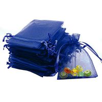 Outdoorfly 100PCS Organza Bags 4x6" Navy Blue Drawstring Jewelry Favor Pouches Bags for Baby Shower Party Wedding Favor Gift Bags Candy Sample Bags (Navy Blue)