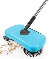 AISHEMI 360 Degree Rotation Mute Hand Push Floor Clearn Tiles Household Sweeper Mop Vacuum Cleaner 2 in 1 Broom Dustpan Blue