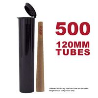 120MM Black Doob Tubes | 500 Bulk Pack | Waterproof Airtight and Smell Proof Blunt Vial Container | Child Resistant with Squeeze Pop Tops | BPA-Free | Ideal for Storing King Size Pre Rolled Raw Cones