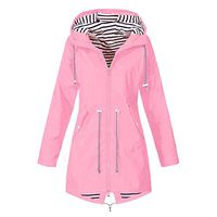 Ros1ock Women Solid Color Waterproof Jacket Outdoor Windproof Warm Coat Tops Casual Hoodies Pink