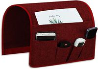 Joywell Sofa Armrest Pocket Organizer, Couch Arm Chair Bedside Caddy with 5 Pockets for TV Remote Control,Magazine,Books,Cell Phone, Glasses, iPad (Burgundy, 13'' x 35'')