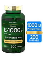 Vitamin E Capsules 1000 IU | 200 Softgels | Non-GMO, Gluten Free, Preservative Free | by Horbaach