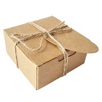 Gold-Furtune 50PCS Square Gift Wrapping Kraft Paper Box With Tags & Hemp Rope Paper Soap Box (Brown Box With Brown Hemp Rope)