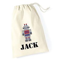 hiusan Cute Personalized Robot Canvas Canvas Drawstring Bag Wedding Party Bag Christmas Bag Present Gifts Bag Novelty 30Cm X 25Cm