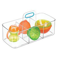 InterDesign 09932 ID Jr. Portable Carrying Caddy Tote with Handle for Organizing Baby Formula, Bath Necessities - Large, Clear/Teal