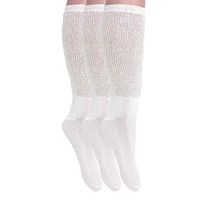 Diabetic Socks Over The Calf Big and Tall Extra Wide Full Cushion Socks Made in USA (10-13, White - 3 Pairs)