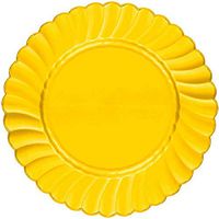 Amscan 430902.09 Premium Plastic Scallop Plate, 7 1/2", Yellow