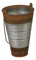 Gerson Galvanized French Metal Buckets with Handle Two-Toned Flower Vases Buckets (Small 9")