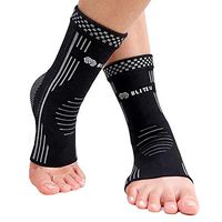 BLITZU #1 Ankle Brace Medical Grade Plantar Fasciitis Compression Sock, Best Foot Sleeve with Arch Support, Injury Recovery, Relieve Joint Pain Eases Swelling, Heel Spurs (Black, Small)