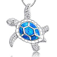 Cute delicate blue turtle necklace pendant