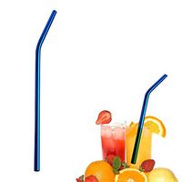 Stainless Steel Staws,Sikye 6mm Diameter Metal Drinking Reusable Straws Bent/Straight Washable Lenth 21.5cm (Blue (Bent))