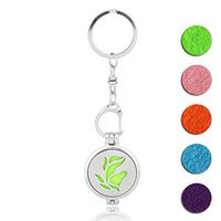 Aromatherapy Scent Jewelry Essential Oil Keychain Diffuser Charm Hollow Leave Locket Yoga Healing Dangle Pendant