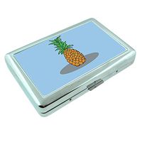 Pineapple Em1 Hip Silver Cigarette Case Id Holder Metal Wallet 4" X 2.75" RFID Protection