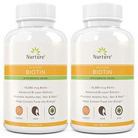 Advanced Biotin with Keratin (2-Pack) | 10000 mcg Biotin – 100 mg Keratin – Promotes Healthy Hair, Skin & Nails - Helps Convert Food Into Energy - Time Released – 120 Tablets