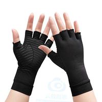 Arthritis Compression Gloves- Infused Copper, Relieve Pain from Rheumatoid and Carpal Tunnel Swelling and Tendonitis Pain Relief Women Men Black Fingerless Compression Gloves Wrist Support (Large)