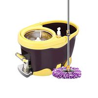 LIUFS-Mop Head Mop Bucket Rotating Mop Free Hand Wash Wet Wet Mopping Bucket Automatic Mop Bucket Mop Home 2 Mop Head (Color : Brown)