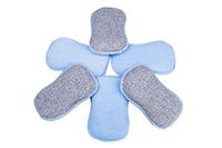 LTWHOME Dual Sided Microfiber 2 in 1 Tuff Scrub Washing Up Pad 6.49" x 3.93" x 0.82" Scrubbers and Sponges (Pack of 6)