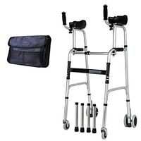 XHRHao Foldable Walker with Wheel and Storage Bag 7 Adjustable Height Levels(106-121cm) Made of Aluminum Alloy Rollator with Chair Fuction Lightweight Portable Walk Assist for Elderly Silver