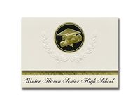 Signature Announcements Winter Haven Senior High School (Winter Haven, FL) Graduation Announcements, Presidential Elite Pack 25 Cap & Diploma Seal. Black & Gold.