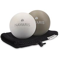 Navaris Lacrosse Massage Balls Set - Myofascial Deep Tissue Muscle Therapy for Back Legs Neck Foot Roller Trigger Points Firm Spheres - Pack of 2