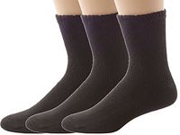 3 Pack Classic Diabetic Crew Made in USA Non-Binding Socks (9-11) Black
