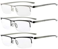Eyekepper 3 Pairs Half-Rim Reading Glasses Unique Design Frame Reader Eyeglasses for Men Women Reading +1.50