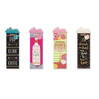 Wine Bottle Party Gift Bags Set of 4 Large Holiday, Birthday, Wedding, Congratulations, Paper Gift Bags W/Foil, Tags, Beautiful Design Giftbags for Men, Women (Love Wine)