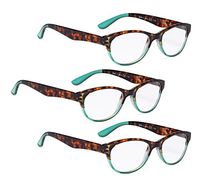 READING GLASSES 3 pack with Great Value Cat-Eye Readers for Women (Tortoise Green, 0.50)