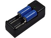 2X Battery+Universal Dual Charger for 3.7v Li-ion Top Flat Rechargeable 18350 LED Torch Flashlight Laser Pointer Pen