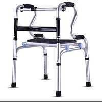 XHRHao Foldable Walker with Shower Chair Fuction and Waterproof Cushion 8 Adjustable Height Levels(76.5-94cm) Made of Aluminum Alloy Rollator Lightweight Portable Walk Assist for Elderly Silver