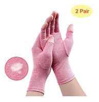 Arthritis Gloves, Pink Breathable, Anti-Arthritis Health Therapy Compression Gloves for Hands and Joints Pain Relief, Dailywork,2Pair,S