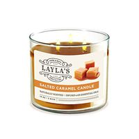 Laylas 3-Wick Scented Candle for Stress Relief, Aromatherapy & Relaxation – Naturally Scented and Infused with Essential Oils -14oz (Salted Caramel)