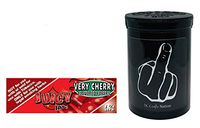 Herb Airtight Container Fresh Kettle with Juicy Jay's Very Cherry 1.25 Flavored Hemp Rolling Papers 1 Count DC Crafts Nation- Middle Finger