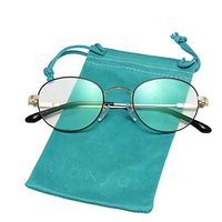 LianSan&Essilor Womens Round Memory Metal Frame with Anti Glare Crizal 1.502 Lens Super Clear Vision Reading Glasses Readers for Women 543 Black Gold 100