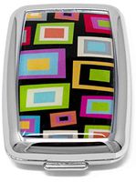 Retro Squares Rectangular Curved Edges Pocket Purse Portable Travel Pill Box & Medicine Organizer (2 Compartments)
