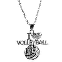 Necklace Rhinestone Love Volleyball Silver Pendant Chain Alloy Jewelry Pop Simple Lovely Elegant Jewerly Women Accessory Wonderful Unique Style Delicate