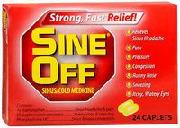 Sine-Off Sine-Off Sinus/Cold Medicine Caplets, 24 each (Pack of 2) by Plus Pharma Corporation